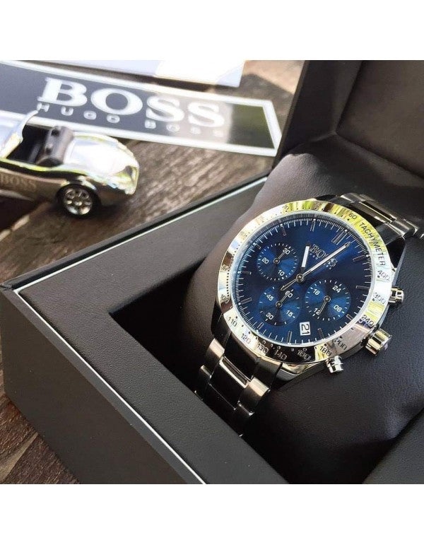 Hugo Boss Mens Chronograph Quartz Talent Stainless Steel Blue Dial 42mm Watch - 1513582