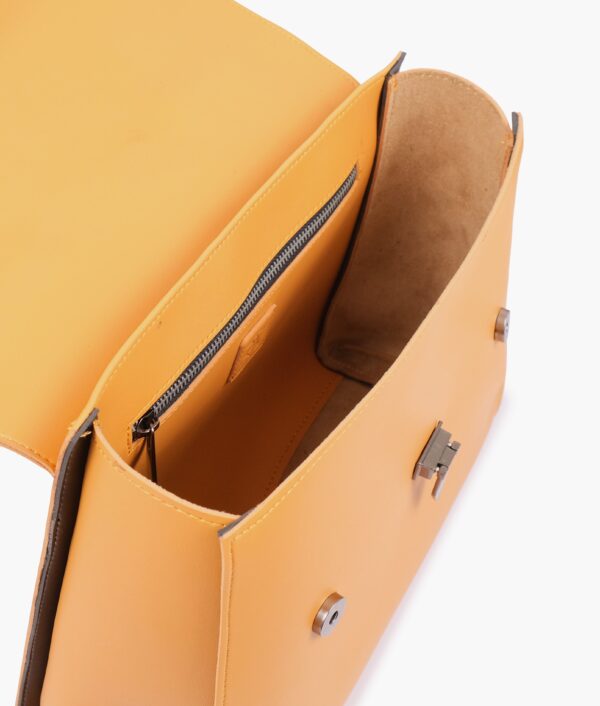 Mustard Flap-over Top-handle Bag