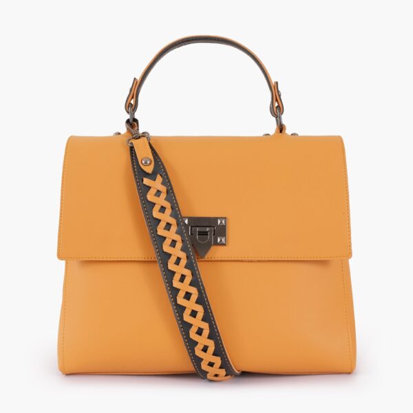 Mustard Flap-over Top-handle Bag