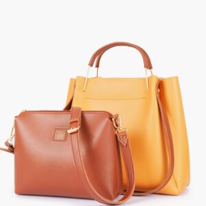 Mustard Metal Handle Tote Bag - Golden Rod