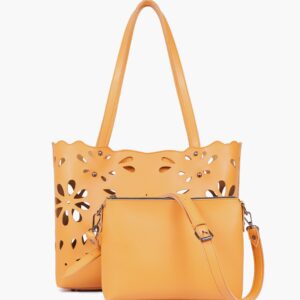 Two Piece Floral Tote - Mustard