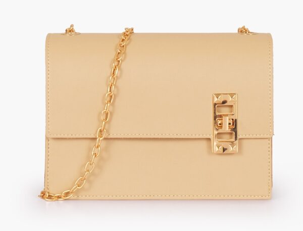 Chain Shoulder Bag With Twist Lock - Off White