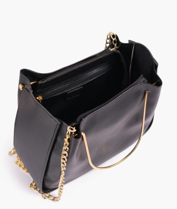 Pearl Black Metallic Handle Shoulder Bag