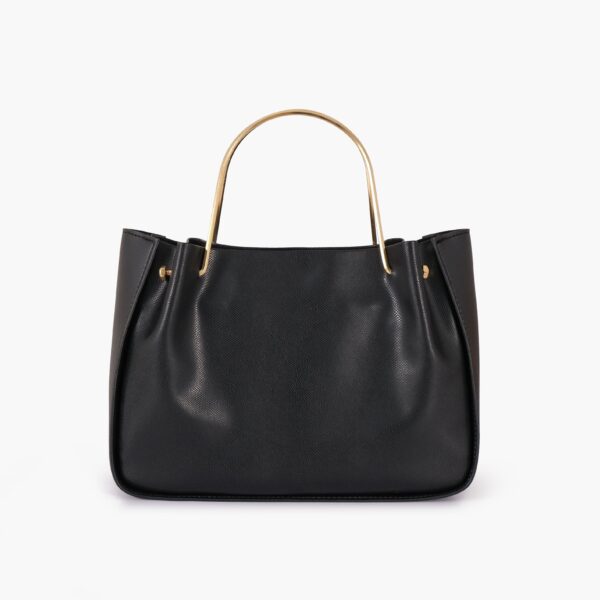 Pearl Black Metallic Handle Shoulder Bag