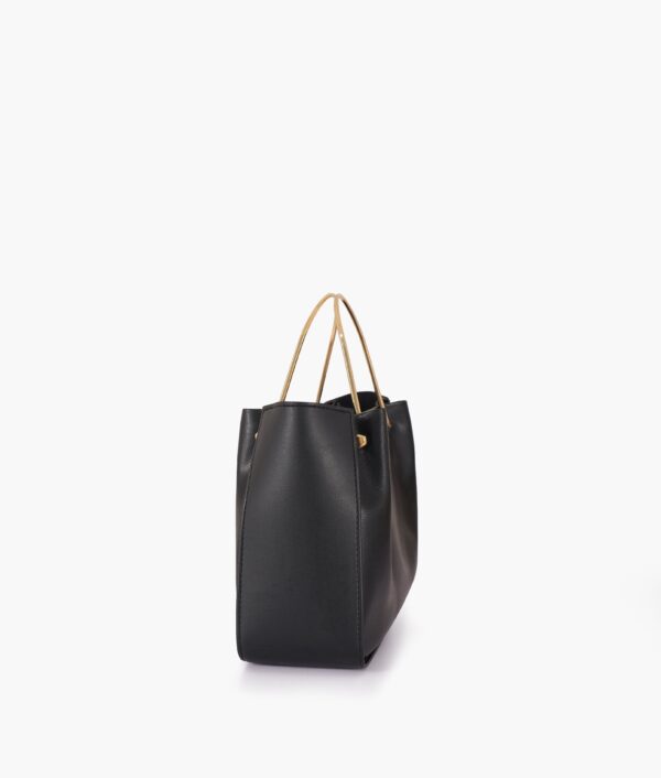 Pearl Black Metallic Handle Shoulder Bag