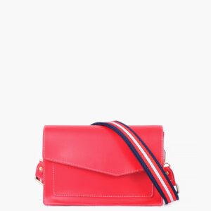 Red Half Flap Cross Body Bag - Maroon