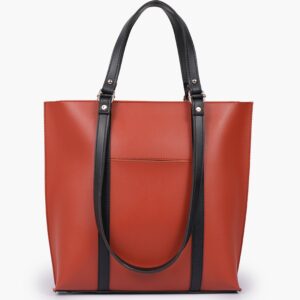 Double Handle Tote Bag - Rust And Black