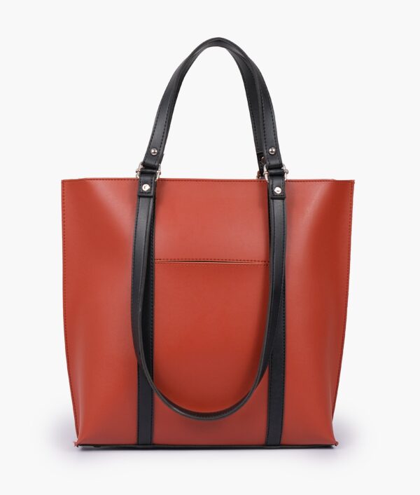 Double Handle Tote Bag - Rust And Black