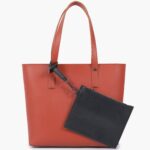 Tote Bag With Detachable Pouch - Rust