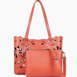 Two Piece Floral Tote - Rust