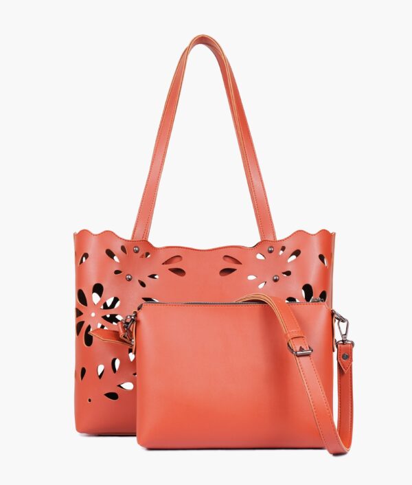 Two Piece Floral Tote - Rust