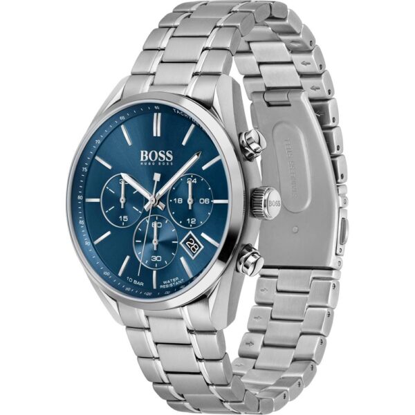 Hugo Boss Mens Chronograph Champion Silver Stainless Steel Blue Dial 44mm Watch - 1513818