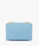 Sky Blue Quilted Mini Bag With Chain - Dark Slate Blue