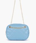 Sky Blue Quilted Rectangle Cross Body Bag - Dark Slate Blue