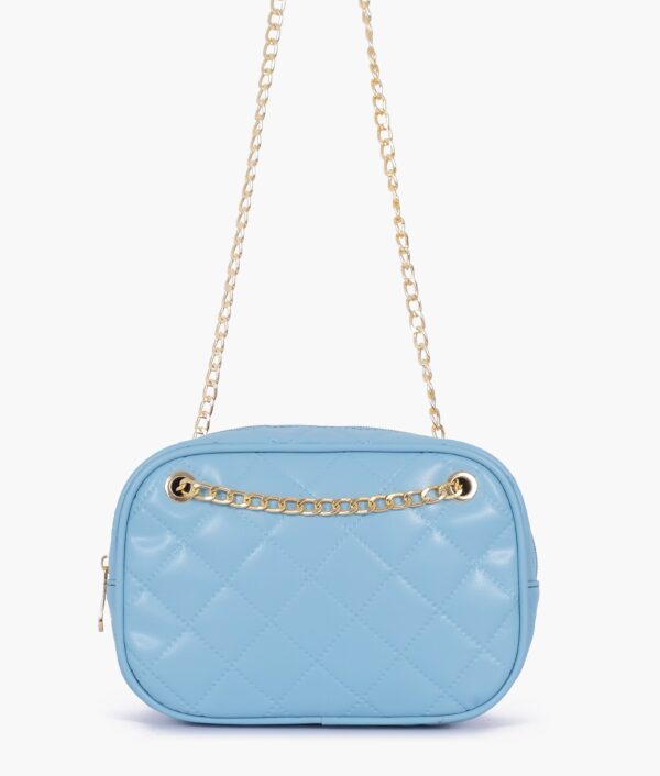 Sky Blue Quilted Rectangle Cross Body Bag - Dark Slate Blue