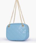 Sky Blue Quilted Rectangle Cross Body Bag - Dark Slate Blue