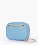 Sky Blue Quilted Rectangle Cross Body Bag - Dark Slate Blue