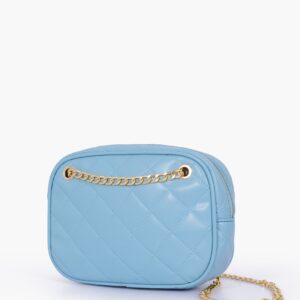 Sky Blue Quilted Rectangle Cross Body Bag - Dark Slate Blue