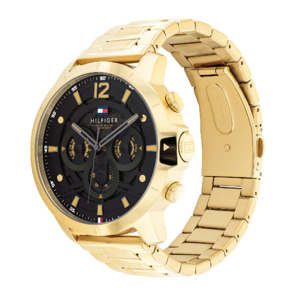 Tommy Hilfiger Men's Quartz Gold Stainless Steel Black Dial 50mm Watch 1710511