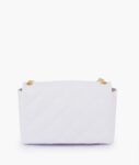 White Quilted Mini Bag With Chain - Old Lace