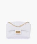 White Quilted Mini Bag With Chain - Old Lace