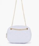 White Quilted Rectangle Cross Body Bag - Old Lace