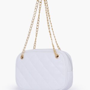 Buy White Quilted Rectangle Cross Body Bag - Old Lace in Pakistan